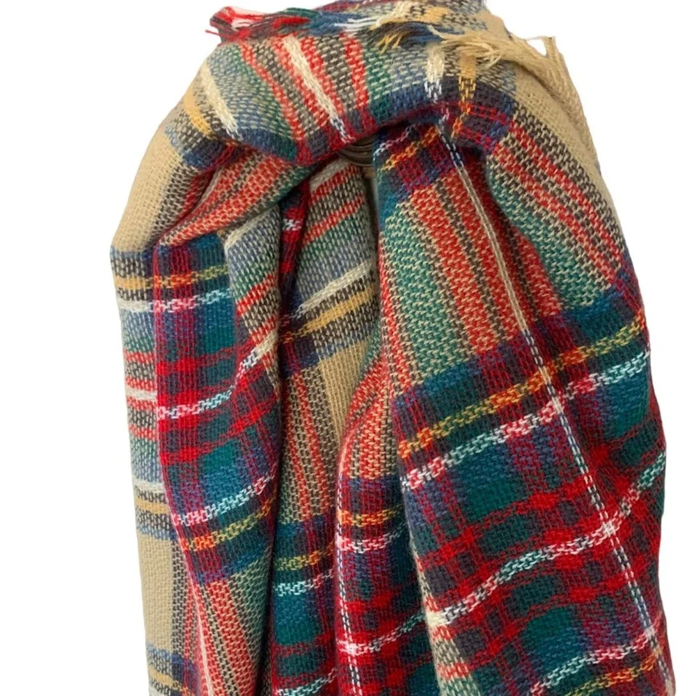Altar'd State | Plaid Scarf Southern Preppy scarf with fringe blanket scarf